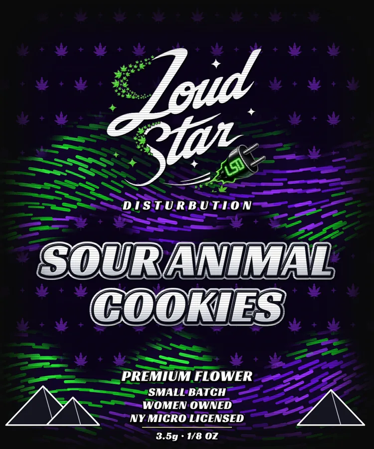 Loud Star Sour Animal Cookies 1/8 oz bag, front