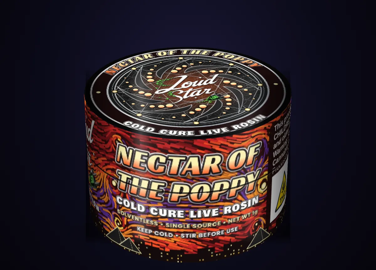 Loud Star Nectar of the Poppy cold cure live rosin, 1 g jar
