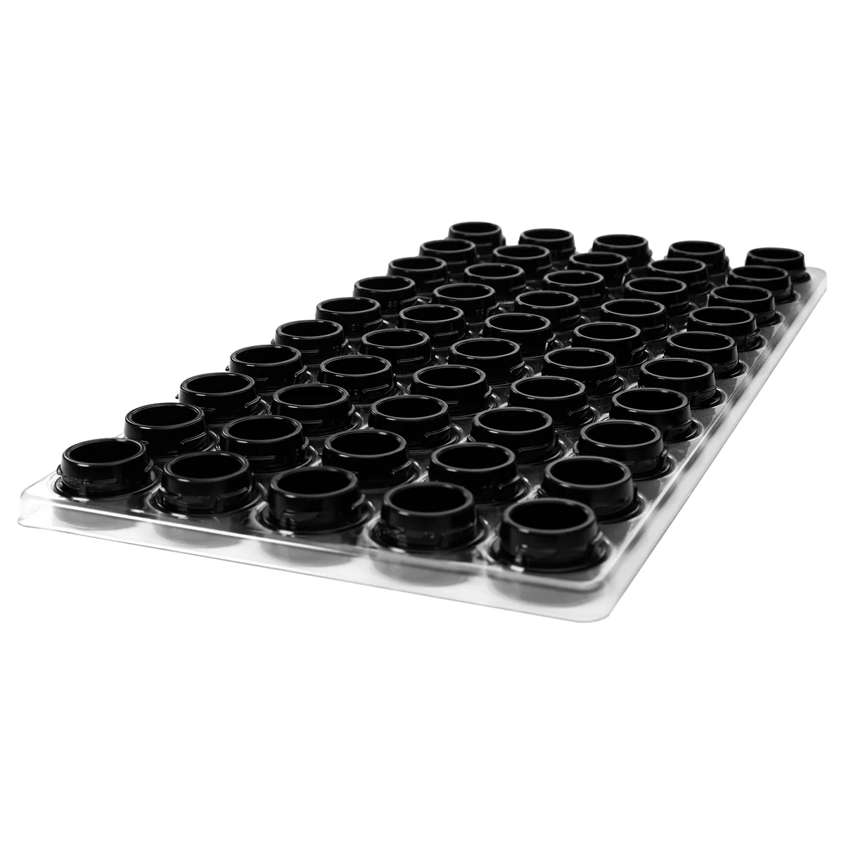 Tray of black Supercell jars
